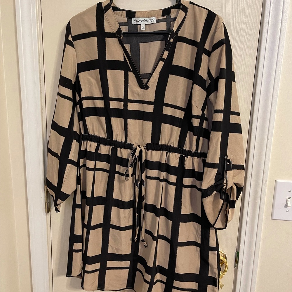 Cute Plaid Tan Dress